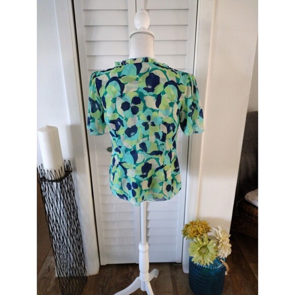 CAbi Trixi Top short sleeve zip side closure v-neck shirring lined S - Picture 6 of 10